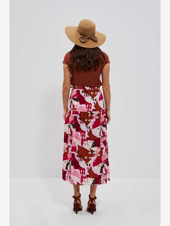 Moodo Rot und rosa gemusterter Damenrock Moodo