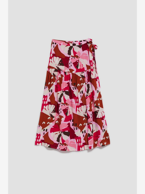 Moodo Rot und rosa gemusterter Damenrock Moodo