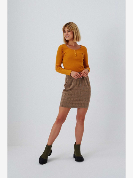 Moodo Brauner Damen-Karo-Rock Moodo