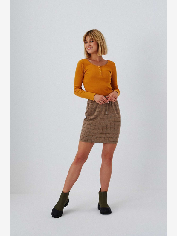 Moodo Brauner Damen-Karo-Rock Moodo