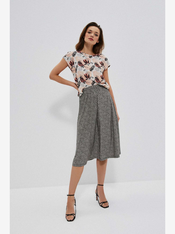 Moodo Weißer und schwarzer gemusterter Damenrock Moodo