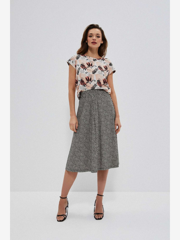 Moodo Weißer und schwarzer gemusterter Damenrock Moodo