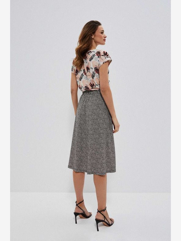 Moodo Weißer und schwarzer gemusterter Damenrock Moodo