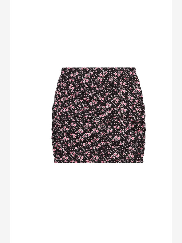 Moodo Rosa und schwarzer Damen-Blumenrock Moodo