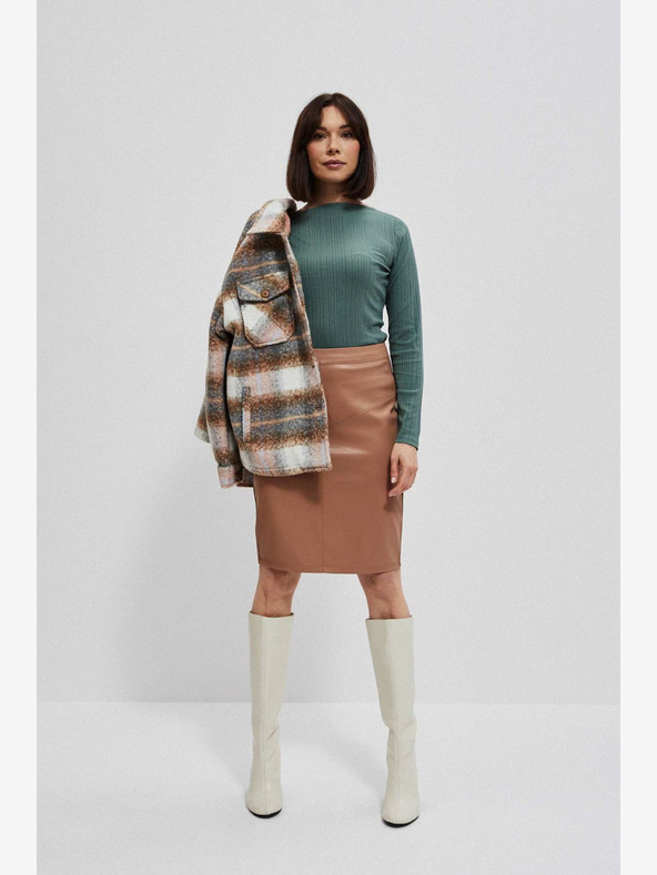 Moodo Brauner Damen-Kunstlederrock Moodo