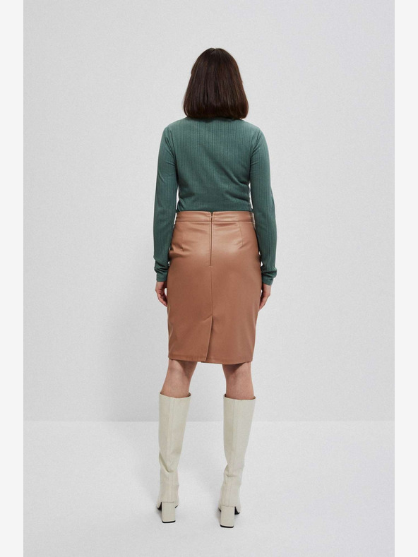 Moodo Brauner Damen-Kunstlederrock Moodo