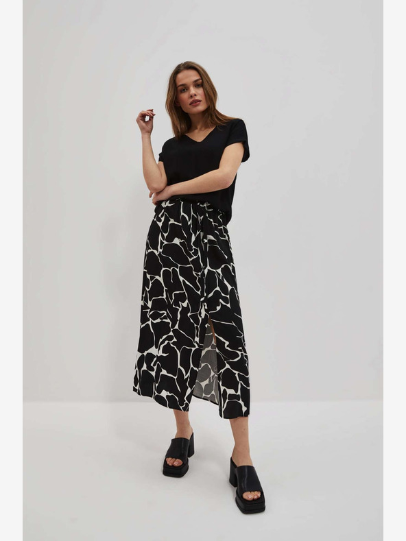 Moodo Weißer und schwarzer gemusterter Damenrock Moodo