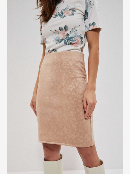 Moodo Beige Damen-Blumenrock Moodo