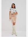 Moodo Beige Damen-Blumenrock Moodo