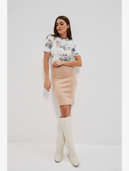 Moodo Beige Damen-Blumenrock Moodo