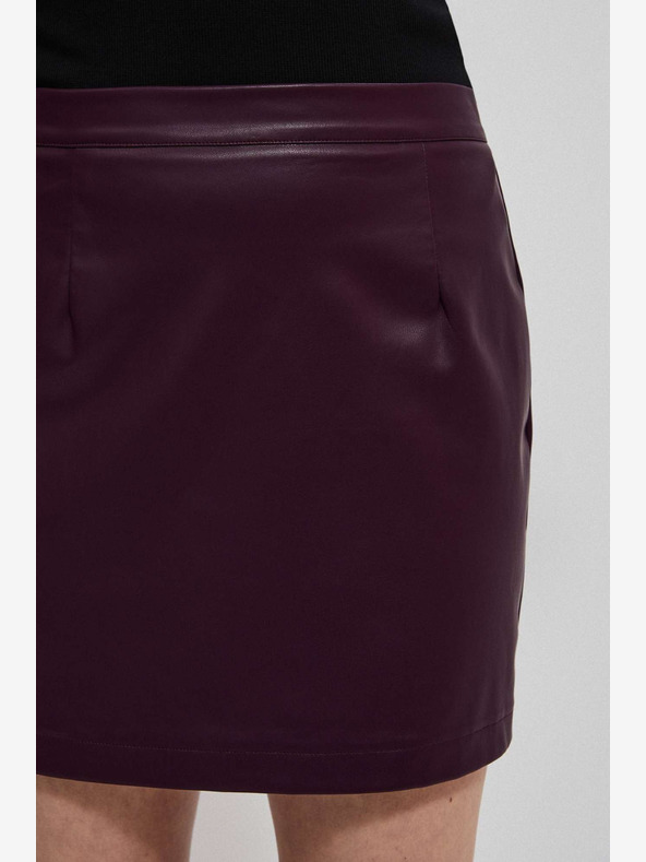 Moodo Burgunderfarbener Damen-Kunstlederrock Moodo