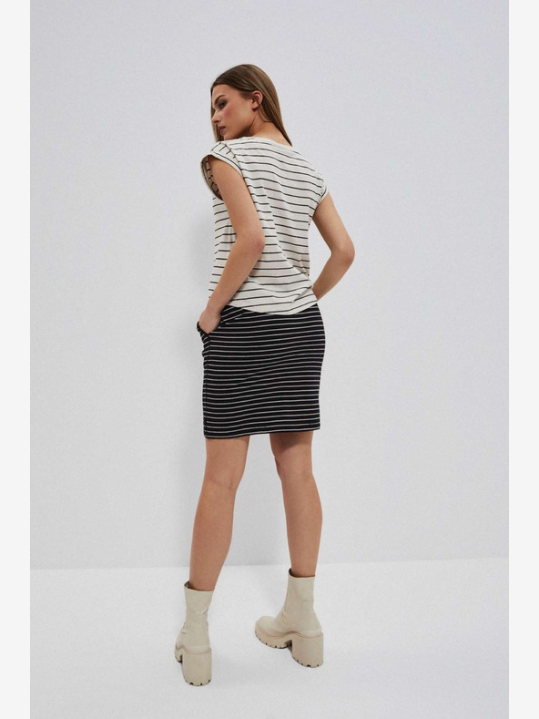 Moodo Moodo Weißer und schwarzer gestreifter Damen-Rock