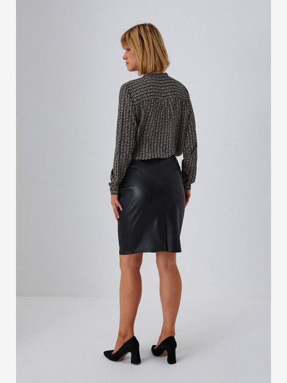 Moodo Schwarzer Kunstlederrock für Damen Moodo