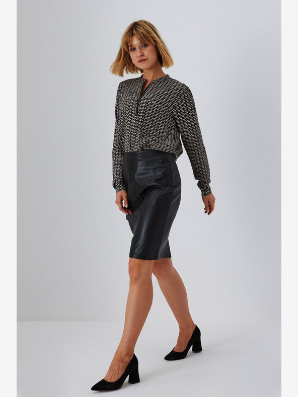 Moodo Schwarzer Kunstlederrock für Damen Moodo