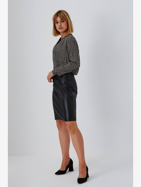 Moodo Schwarzer Kunstlederrock für Damen Moodo