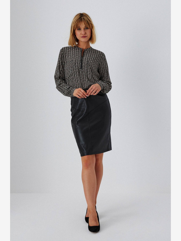 Moodo Schwarzer Kunstlederrock für Damen Moodo