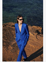 Moodo Blaue Leinenjacke mit 3/4-Ärmeln Moodo