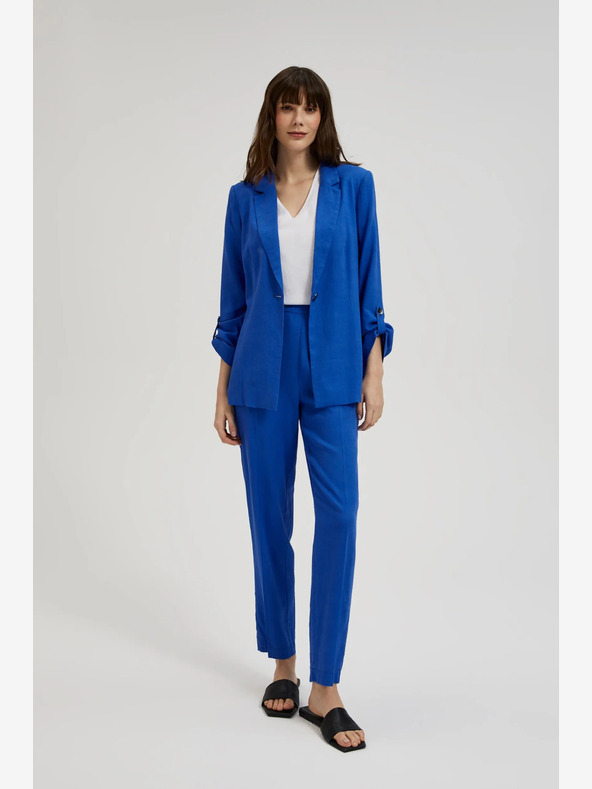 Moodo Blaue Leinenjacke mit 3/4-Ärmeln Moodo