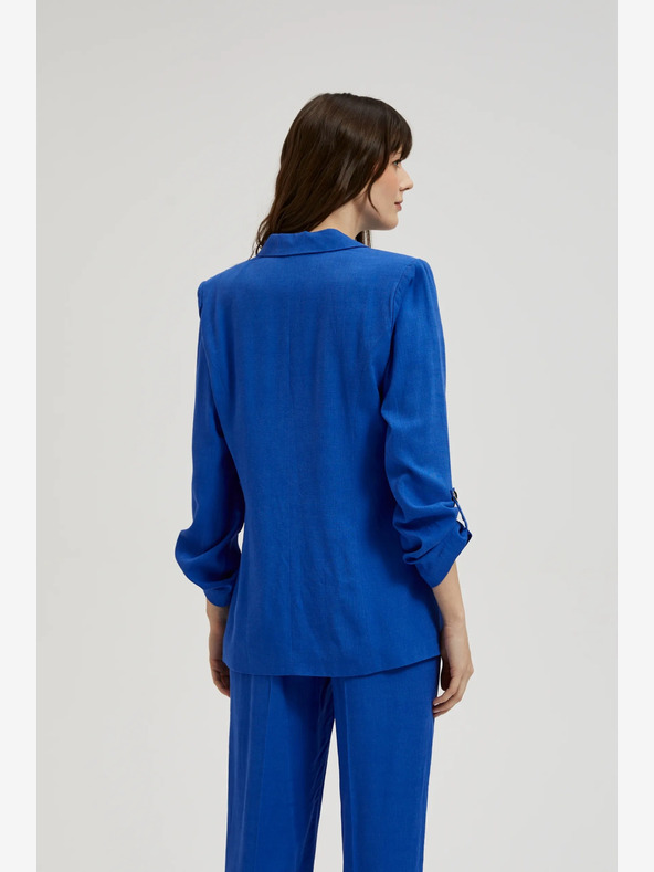 Moodo Blaue Leinenjacke mit 3/4-Ärmeln Moodo