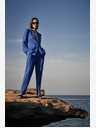 Moodo Blaue Leinenjacke mit 3/4-Ärmeln Moodo