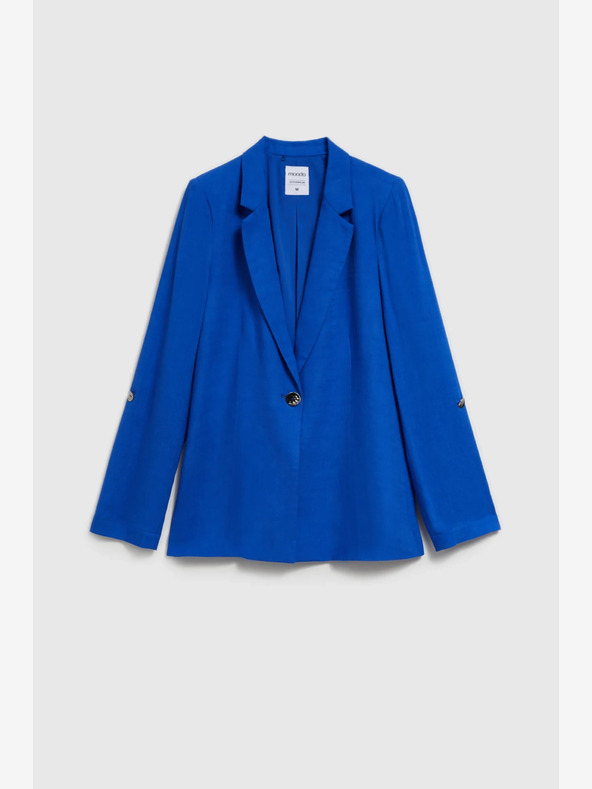 Moodo Blaue Leinenjacke mit 3/4-Ärmeln Moodo