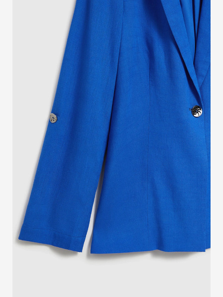 Moodo Blaue Leinenjacke mit 3/4-Ärmeln Moodo