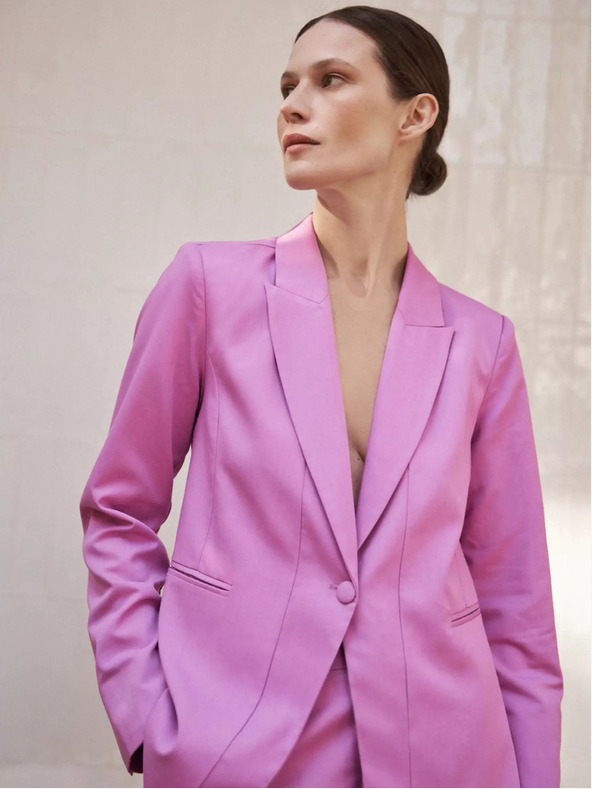 Moodo Rosa langärmeliger einreihiger Blazer Moodo