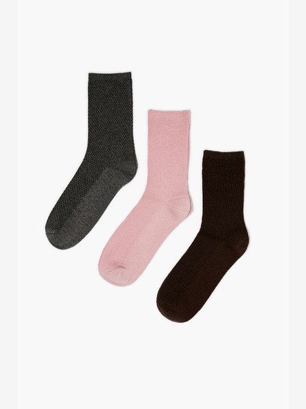 Moodo Set mit drei Paar Damensocken in grau, rosa und burgunderrot Moodo