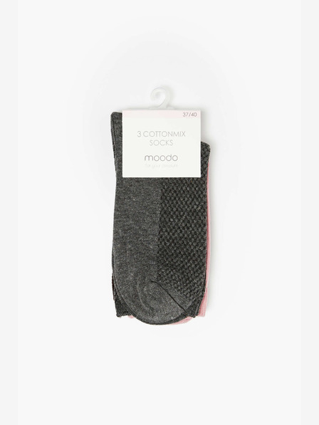 Moodo Set mit drei Paar Damensocken in grau, rosa und burgunderrot Moodo