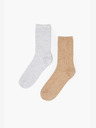 Moodo Set mit zwei Paar Damensocken in grau und beige Moodo