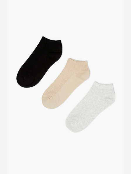 Moodo Set aus drei Paar Damensocken in Schwarz, Rosa und Grau Moodo