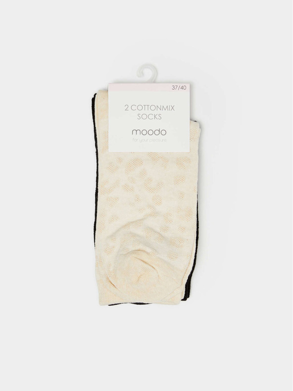 Moodo Zwei Paar Damensocken in schwarz und beige Moodo
