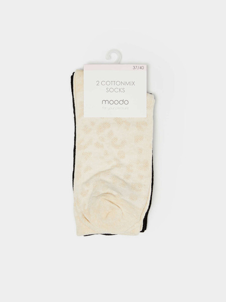 Moodo Zwei Paar Damensocken in schwarz und beige Moodo