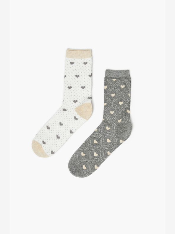 Moodo Set mit zwei Paar Damensocken in Weiß und Grau Moodo