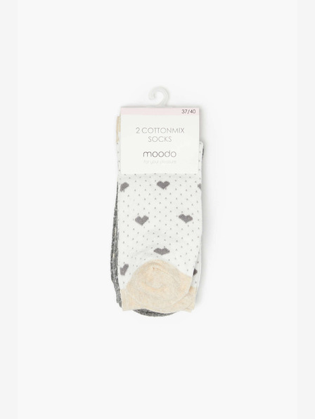 Moodo Set mit zwei Paar Damensocken in Weiß und Grau Moodo