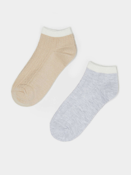 Moodo Set mit zwei Paar Damensocken in grau und beige Moodo