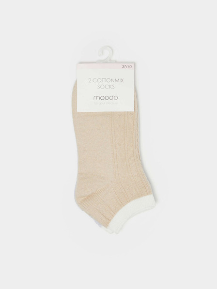 Moodo Set mit zwei Paar Damensocken in grau und beige Moodo
