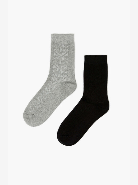 Moodo Set mit zwei Paar Damensocken in schwarz und grau Moodo