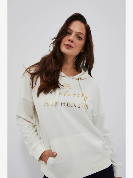 Moodo Cremefarbener Damen-Kapuzenpullover Moodo
