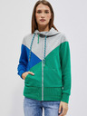 Moodo Grauer und grüner Damen-Kapuzenpullover mit Reißverschluss von Moodo