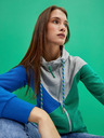 Moodo Grauer und grüner Damen-Kapuzenpullover mit Reißverschluss von Moodo