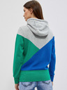 Moodo Grauer und grüner Damen-Kapuzenpullover mit Reißverschluss von Moodo