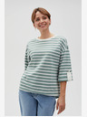 Moodo Weiß und grün gestreiftes Damen-Sweatshirt Moodo