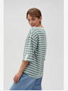 Moodo Weiß und grün gestreiftes Damen-Sweatshirt Moodo