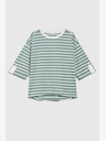 Moodo Weiß und grün gestreiftes Damen-Sweatshirt Moodo