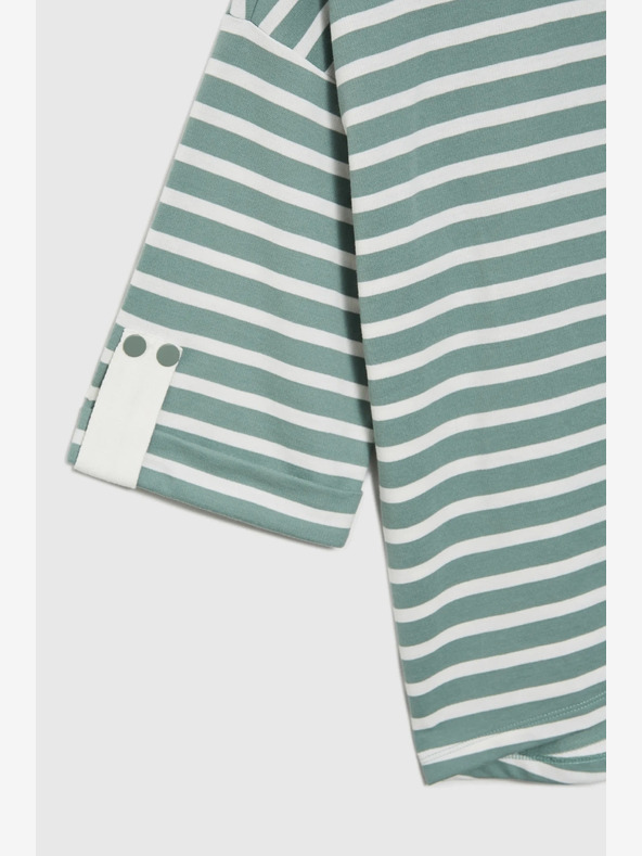 Moodo Weiß und grün gestreiftes Damen-Sweatshirt Moodo