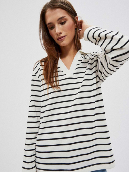 Moodo Schwarz-weiß gestreiftes Damen-Sweatshirt Moodo
