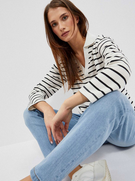 Moodo Schwarz-weiß gestreiftes Damen-Sweatshirt Moodo
