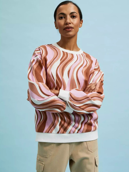 Moodo Rosa und braun gemustertes Damen-Sweatshirt Moodo