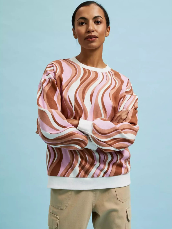 Moodo Rosa und braun gemustertes Damen-Sweatshirt Moodo